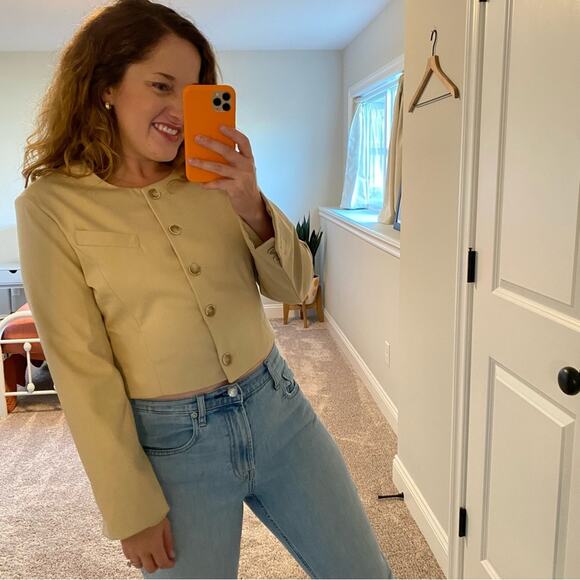 Comete Tan Neutral Cropped Button Front Blazer Jacket XS - Picture 4 of 11